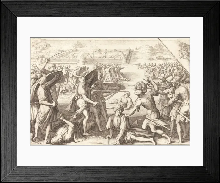 Framed Print : Assault on the Outer Forts of Bone, c. 1614. Creator: Jacques Callot