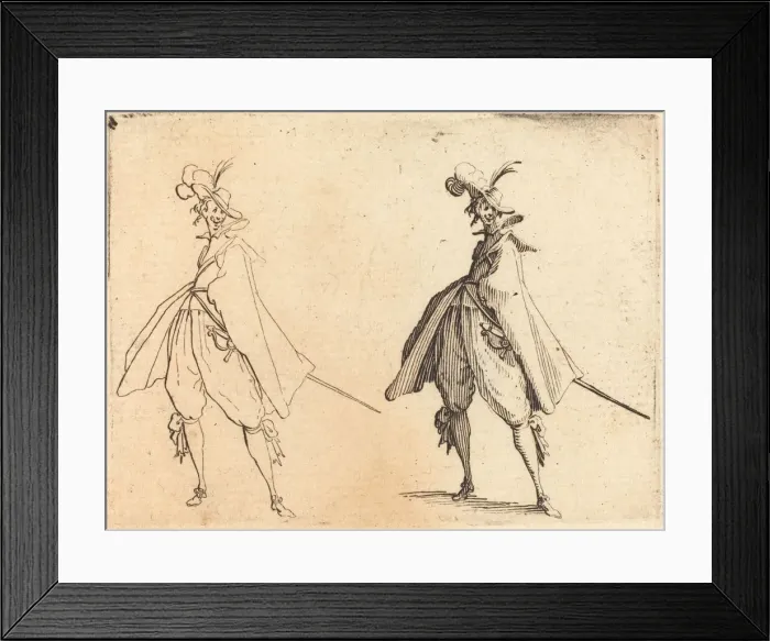 Framed Print : Gentleman in Large Mantle, Front View, c. 1617. Creator: Jacques Callot Framed Print : Gentleman in Large Mantle, Front View, c. 1617. Creator: Jacques Callot