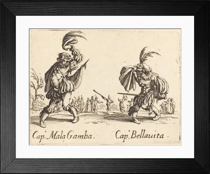 Framed Print : Cap. Mala Gamba and Cap. Bellavita, c. 1622. Creator: Jacques Callot Framed Print : Cap. Mala Gamba and Cap. Bellavita, c. 1622. Creator: Jacques Callot
