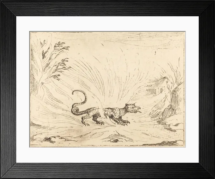 Framed Print : Salamander Surrounded by Flames. Creator: Jacques Callot Framed Print : Salamander Surrounded by Flames. Creator: Jacques Callot