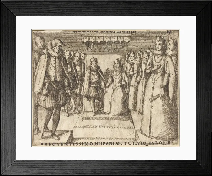 Framed Print : Meeting of Margaret of Austria and Philip III [recto], 1612. Creator: Jacques Callot