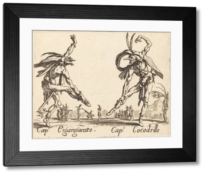 Framed Print : Cap. Esgangarato and Cap. Cocodrillo, c. 1622. Creator: Jacques Callot Framed Print : Cap. Esgangarato and Cap. Cocodrillo, c. 1622. Creator: Jacques Callot