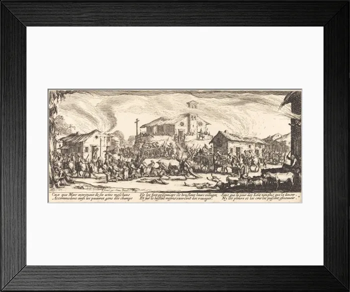 Framed Print : Plundering and Burning a Village, c. 1633. Creator: Jacques Callot Framed Print : Plundering and Burning a Village, c. 1633. Creator: Jacques Callot