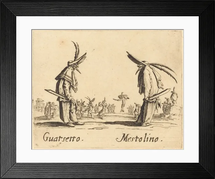 Framed Print : Guatsetto and Mestolino, c. 1622. Creator: Jacques Callot Framed Print : Guatsetto and Mestolino, c. 1622. Creator: Jacques Callot