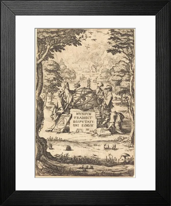 Framed Print : Frontispiece for the Sacred Cosmologia (Title with Astrologers). Creator: Jacques Callot Framed Print : Frontispiece for the Sacred Cosmologia (Title with Astrologers). Creator: Jacques Callot