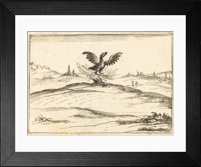 Framed Print : Burning Phoenix, 1628. Creator: Jacques Callot Framed Print : Burning Phoenix, 1628. Creator: Jacques Callot