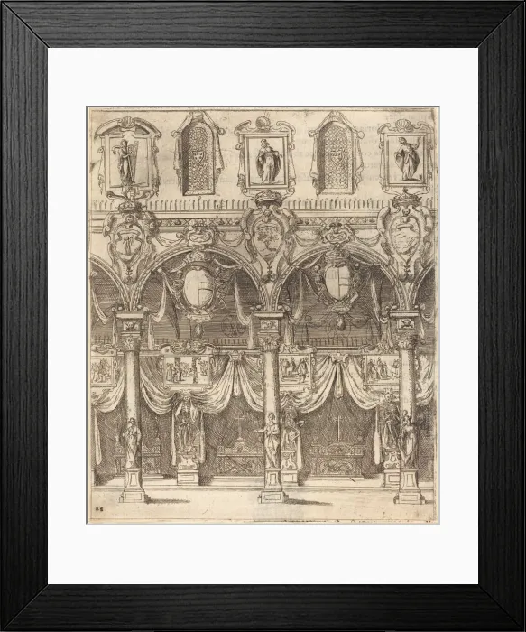 Framed Print : Side Aisle of San Lorenzo, Florence, 1612. Creator: Jacques Callot Framed Print : Side Aisle of San Lorenzo, Florence, 1612. Creator: Jacques Callot