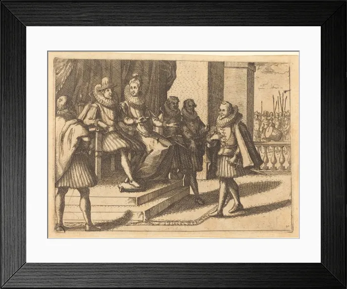 Framed Print : King and Queen in Consultation about the Turks, 1612. Creator: Jacques Callot Framed Print : King and Queen in Consultation about the Turks, 1612. Creator: Jacques Callot