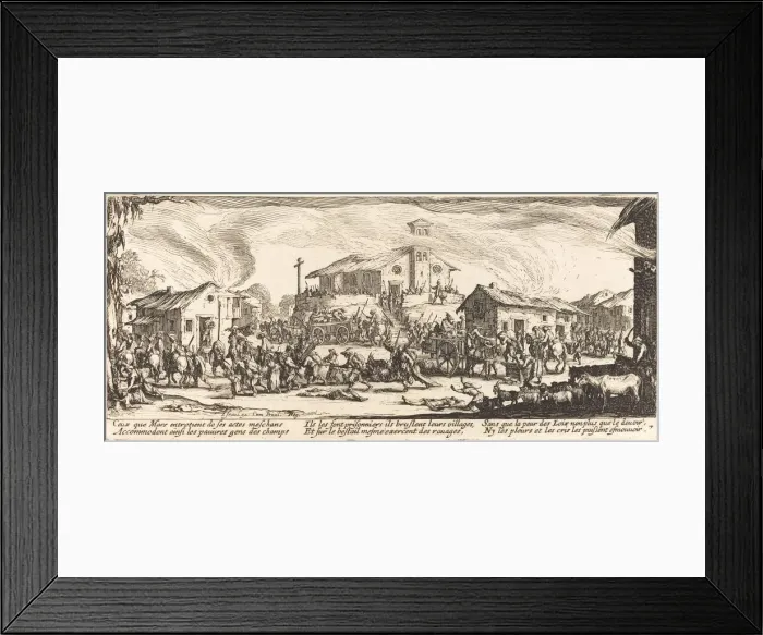 Framed Print : Plundering and Burning a Village, c. 1633. Creator: Jacques Callot Framed Print : Plundering and Burning a Village, c. 1633. Creator: Jacques Callot