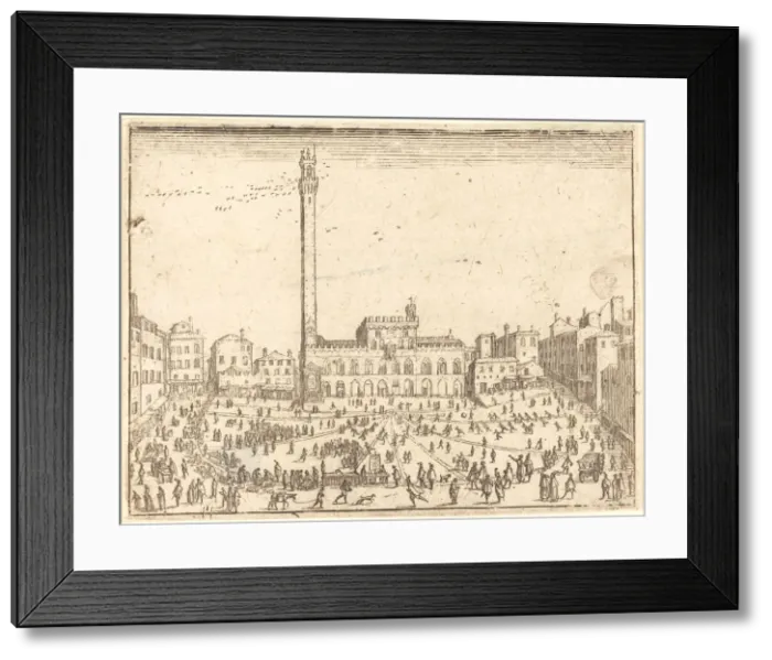 Framed Print : Piazza Publicca, Siena. Creator: Jacques Callot Framed Print : Piazza Publicca, Siena. Creator: Jacques Callot