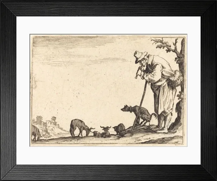 Framed Print : Shepherd Playing Flute, c. 1622. Creator: Jacques Callot Framed Print : Shepherd Playing Flute, c. 1622. Creator: Jacques Callot
