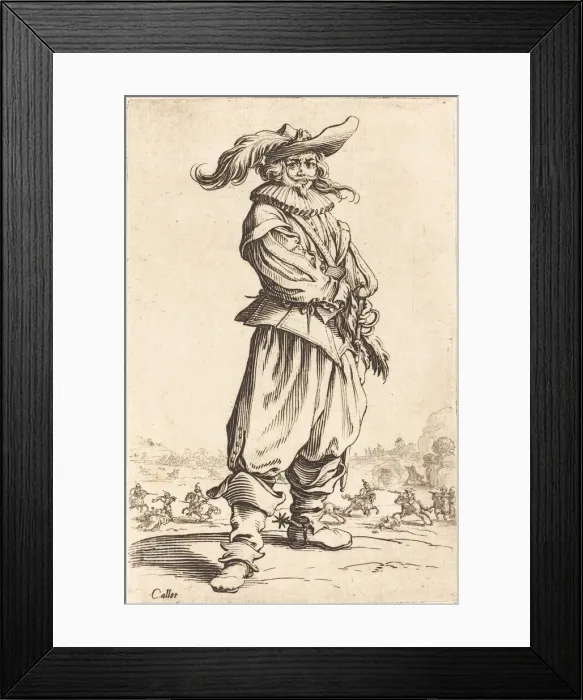 Framed Print : Soldier with Feathered Hat, c. 1620 / 1623. Creator: Jacques Callot Framed Print : Soldier with Feathered Hat, c. 1620 / 1623. Creator: Jacques Callot