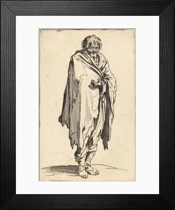 Framed Print : Beggar with Bare Head and Feet, c. 1622. Creator: Jacques Callot Framed Print : Beggar with Bare Head and Feet, c. 1622. Creator: Jacques Callot