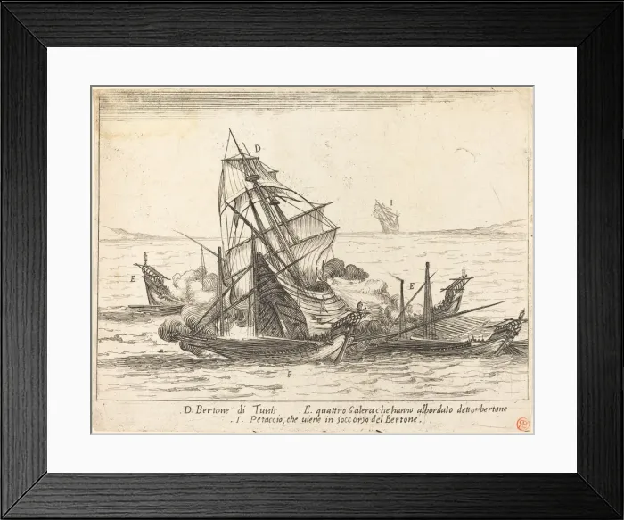 Framed Print : Boarding of the Bertone, 1617. Creator: Jacques Callot Framed Print : Boarding of the Bertone, 1617. Creator: Jacques Callot