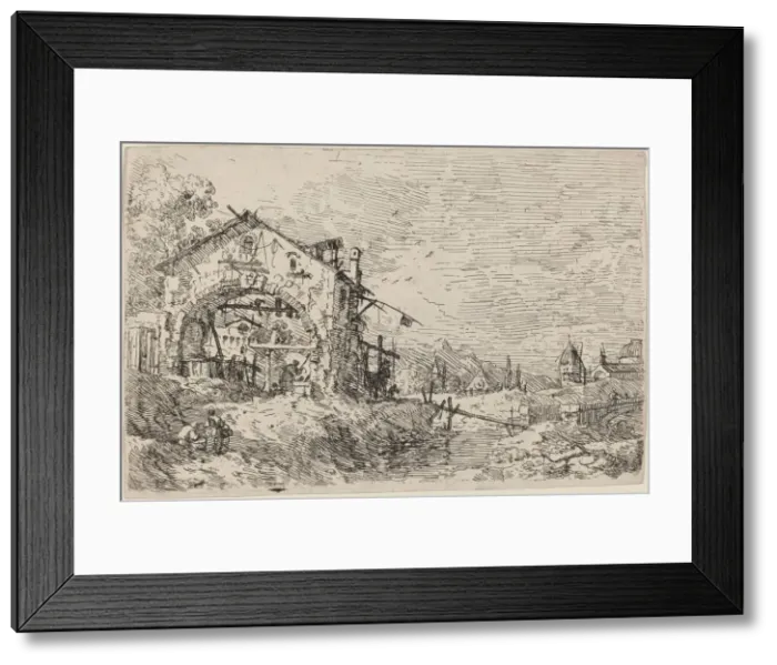 Framed Print : Landscape with a Woman at a Well, c. 1735 / 1746. Creator: Canaletto Framed Print : Landscape with a Woman at a Well, c. 1735 / 1746. Creator: Canaletto