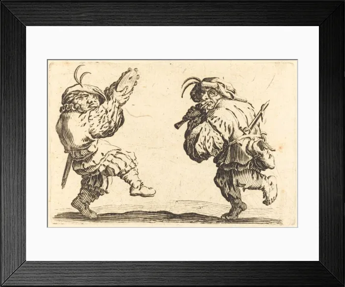 Framed Print : Dancers with Flute and Tambourine, c. 1622. Creator: Jacques Callot Framed Print : Dancers with Flute and Tambourine, c. 1622. Creator: Jacques Callot