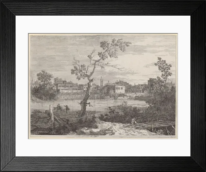 Framed Print : View of a Town on a River Bank, c. 1735 / 1746. Creator: Canaletto Framed Print : View of a Town on a River Bank, c. 1735 / 1746. Creator: Canaletto