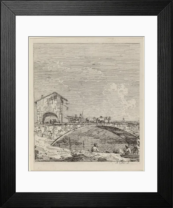 Framed Print : The Wagon Passing Over a Bridge, c. 1735 / 1746. Creator: Canaletto Framed Print : The Wagon Passing Over a Bridge, c. 1735 / 1746. Creator: Canaletto
