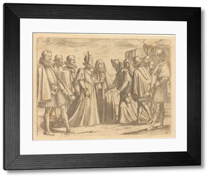 Framed Print : Reception at Mantua, 1612. Creator: Jacques Callot Framed Print : Reception at Mantua, 1612. Creator: Jacques Callot