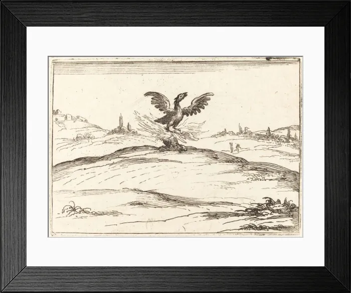 Framed Print : Burning Phoenix, 1628. Creator: Jacques Callot Framed Print : Burning Phoenix, 1628. Creator: Jacques Callot