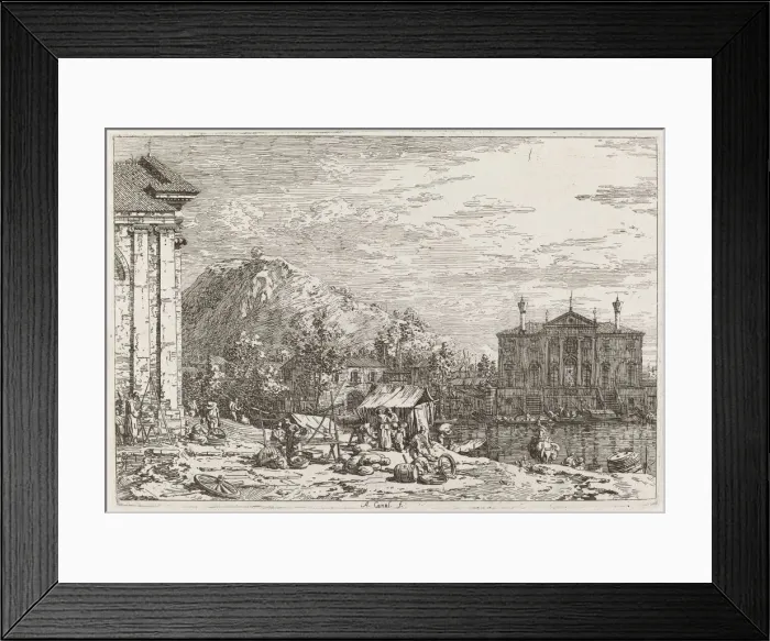 Framed Print : The Market at Dolo [lower left], c. 1735  /  1746. Creator: Canaletto
