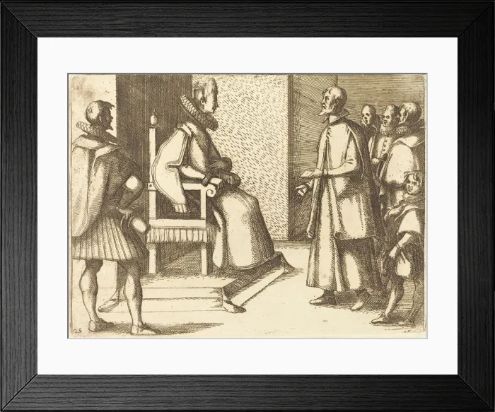 Framed Print : The Envoy of Tuscany Thanking the Queen, 1612. Creator: Jacques Callot Framed Print : The Envoy of Tuscany Thanking the Queen, 1612. Creator: Jacques Callot