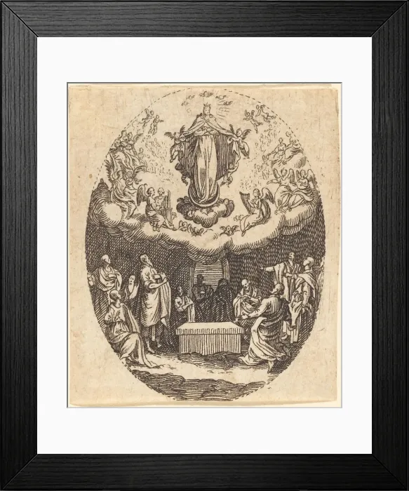 Framed Print : The Assumption with the Cherubin. Creator: Jacques Callot Framed Print : The Assumption with the Cherubin. Creator: Jacques Callot