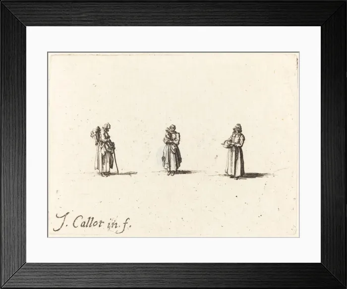 Framed Print : Three Women, One Holding a Child, probably 1634. Creator: Jacques Callot Framed Print : Three Women, One Holding a Child, probably 1634. Creator: Jacques Callot
