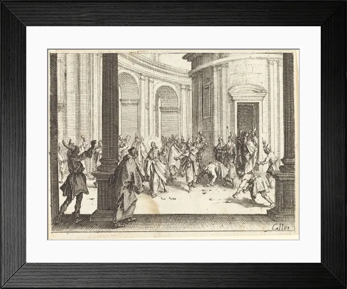 Framed Print : Stoning of Jesus, 1635. Creator: Jacques Callot Framed Print : Stoning of Jesus, 1635. Creator: Jacques Callot