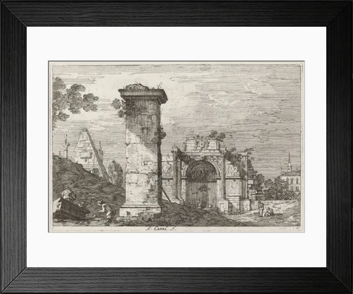 Framed Print : Landscape with Ruined Monuments [right], c. 1735  /  1746. Creator: Canaletto