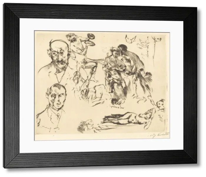 Framed Print : Sketches of Men, including Max Liebermann, c. 1915. Creator: Lovis Corinth Framed Print : Sketches of Men, including Max Liebermann, c. 1915. Creator: Lovis Corinth