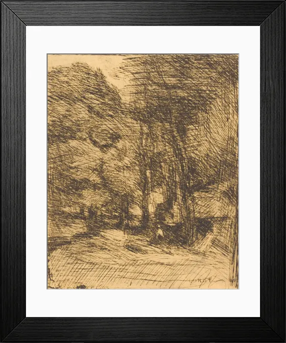Framed Print : Souvenir of Bas-Breau (Souvenir du Bas-Breau), 1858. Creator: Jean-Baptiste-Camille Corot Framed Print : Souvenir of Bas-Breau (Souvenir du Bas-Breau), 1858. Creator: Jean-Baptiste-Camille Corot