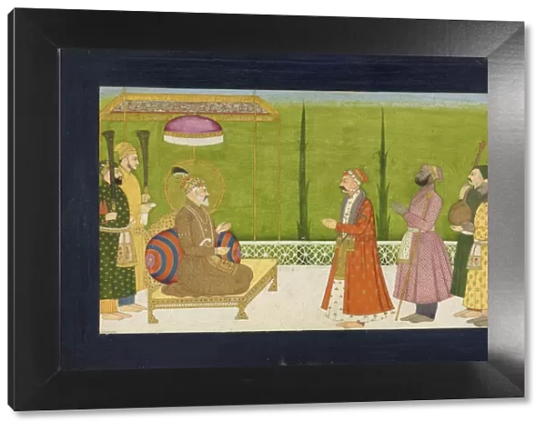 The poet Sundar Das before Emperor Shah Jahan, folio from a Sundar Shringar, ca