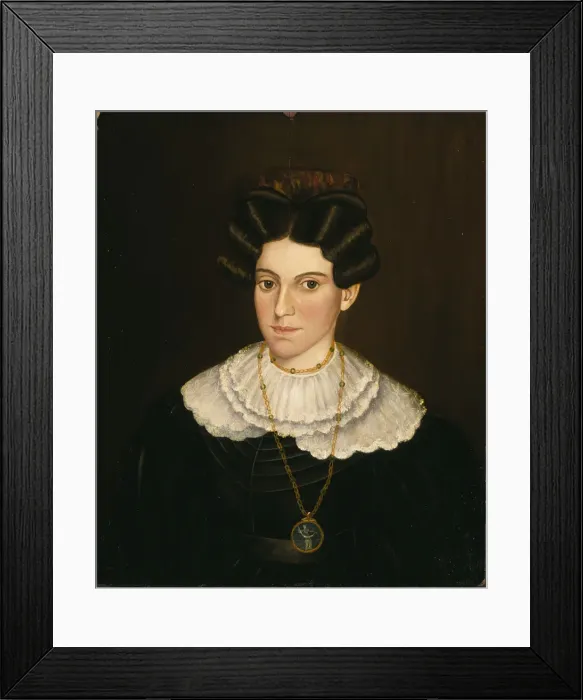 Framed Print : Woman in Black Dress, ca. 1835-1840. Creator: Milton W. Hopkins Framed Print : Woman in Black Dress, ca. 1835-1840. Creator: Milton W. Hopkins