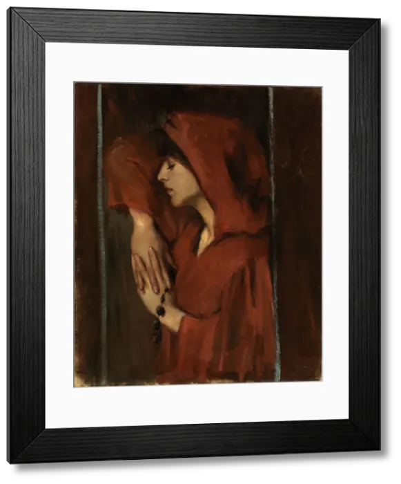 Framed Print : Woman with Red Hood, late 19th-early 20th century. Creator: Alice Pike Barney Framed Print : Woman with Red Hood, late 19th-early 20th century. Creator: Alice Pike Barney