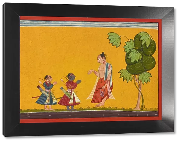 Rama and Lakshman with the sage Vishvamitra, from a Ramayana, ca. 1680-1690