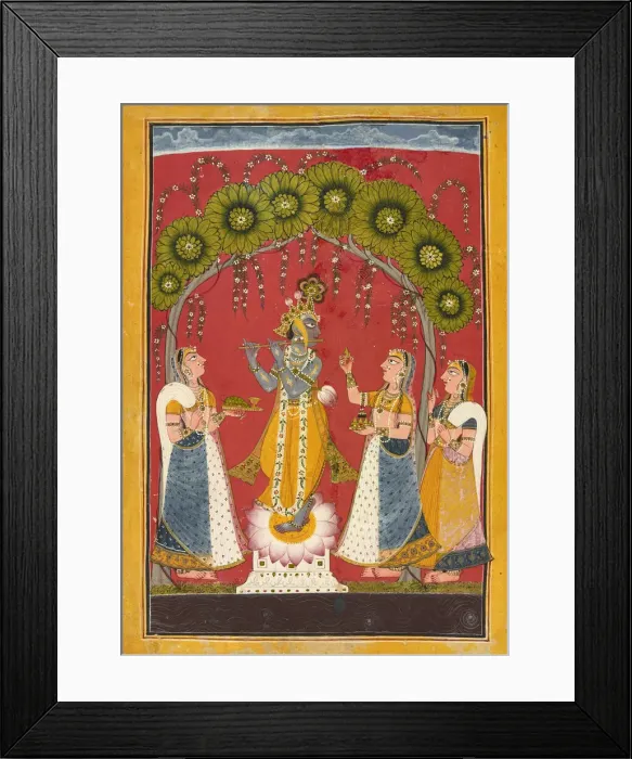 Framed Print : Krishna fluting, folio from a Dasavatar series, ca. 1730 Framed Print : Krishna fluting, folio from a Dasavatar series, ca. 1730