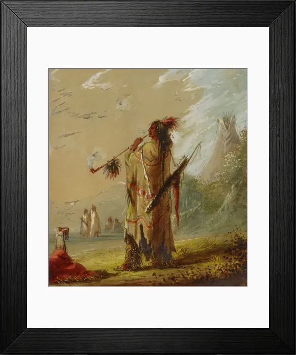 Framed Print : A Shoshonee Indian Smoking, ca. 1860s. Creator: Alfred Jacob Miller Framed Print : A Shoshonee Indian Smoking, ca. 1860s. Creator: Alfred Jacob Miller