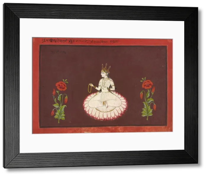 Framed Print : Saraswati, folio from a Goddess series, ca. 1680-1700. Creator: Wajid Framed Print : Saraswati, folio from a Goddess series, ca. 1680-1700. Creator: Wajid