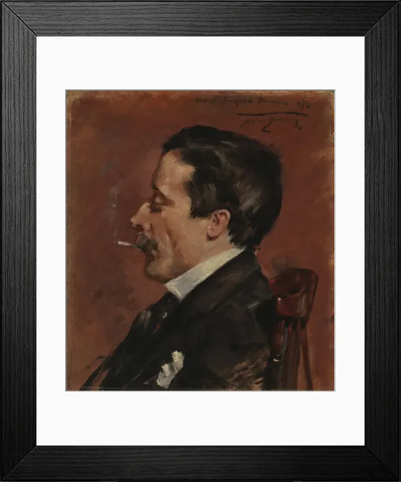 Framed Print : Man with Cigarette, 1896. Creator: Alice Pike Barney Framed Print : Man with Cigarette, 1896. Creator: Alice Pike Barney