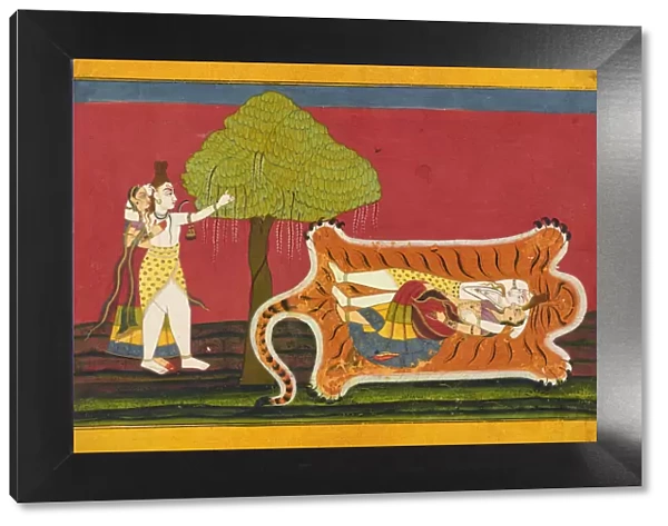 Shiva and Parvati on a tiger skin: Anakul Nayaka folio from a Rasamanjari, ca. 1710 - ca