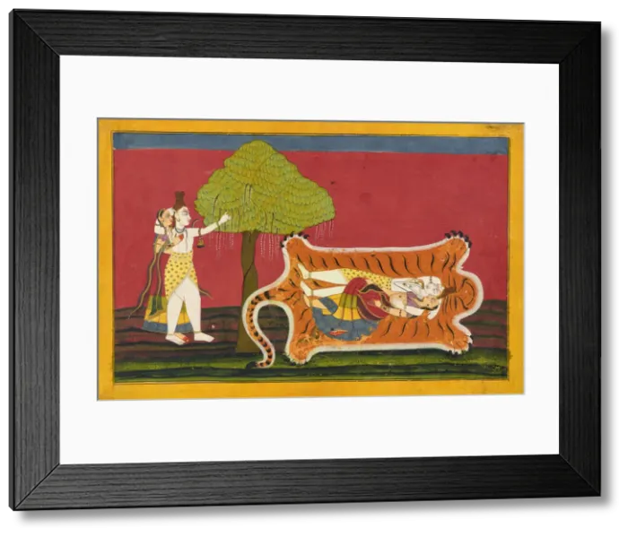 Framed Print : Shiva and Parvati on a tiger skin: Anakul Nayaka folio from a Rasamanjari, ca. 1710 - ca Framed Print : Shiva and Parvati on a tiger skin: Anakul Nayaka folio from a Rasamanjari, ca. 1710 - ca
