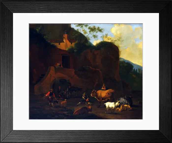 Framed Print : Peasants and Cattle, 17th century? Creator: Nicolaes Berchem Framed Print : Peasants and Cattle, 17th century? Creator: Nicolaes Berchem