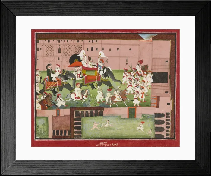 Framed Print : M. Balwant Singh with Colonel Borthwick, dated 1825. Creator: Baijnath Framed Print : M. Balwant Singh with Colonel Borthwick, dated 1825. Creator: Baijnath