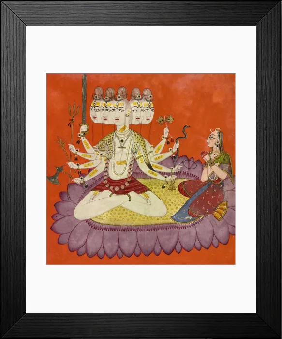 Framed Print : Sadashiva worshipped by Parvati, ca. 1690. Creator: Devidasa Framed Print : Sadashiva worshipped by Parvati, ca. 1690. Creator: Devidasa