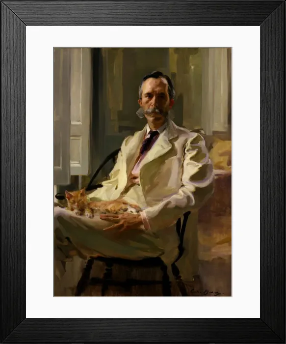 Framed Print : Man with the Cat (Henry Sturgis Drinker), 1898. Creator: Cecilia Beaux Framed Print : Man with the Cat (Henry Sturgis Drinker), 1898. Creator: Cecilia Beaux