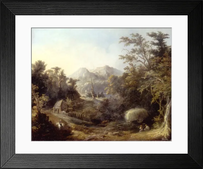 Framed Print : Landscape with Farm and Mountains, 1832. Creator: Charles Codman Framed Print : Landscape with Farm and Mountains, 1832. Creator: Charles Codman