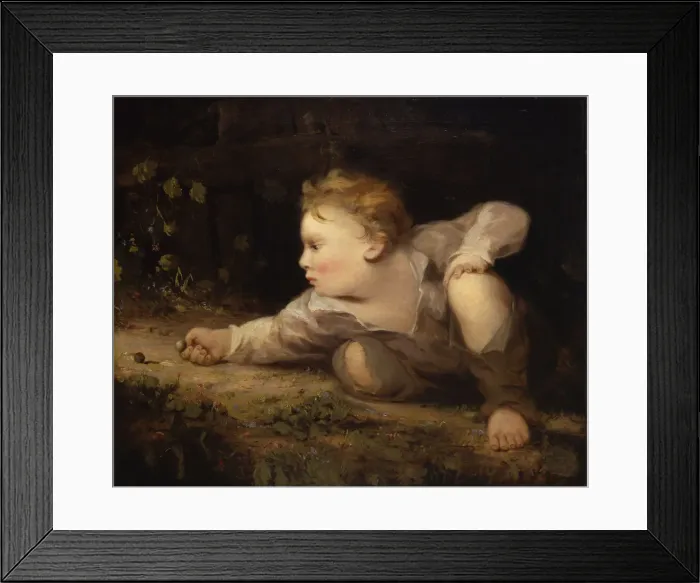 Framed Print : Boy Playing Marbles, ca. 1858. Creator: David Gilmour Blythe
