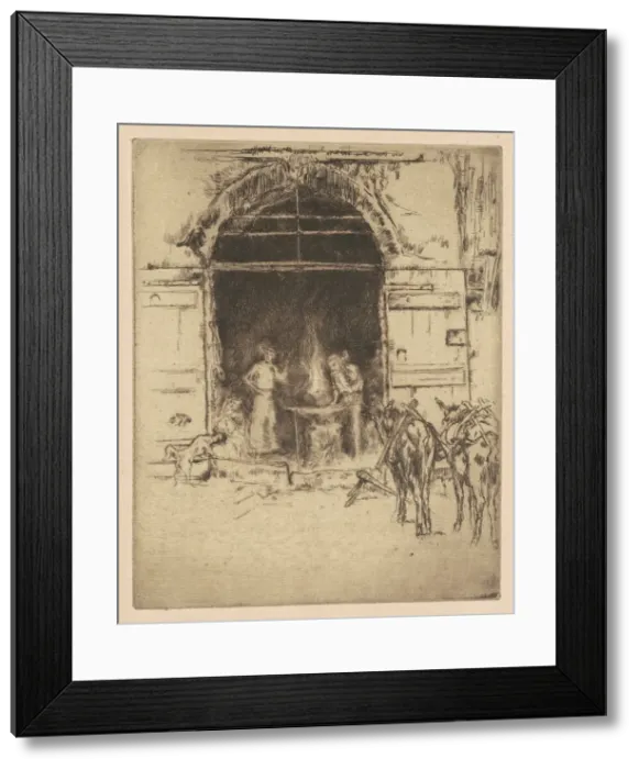 Framed Print : Flaming Forge, 1901. Creator: James Abbott McNeill Whistler Framed Print : Flaming Forge, 1901. Creator: James Abbott McNeill Whistler