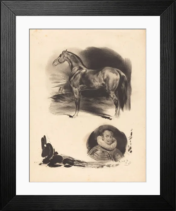 Framed Print : Sketches of a Horse and a Nobleman. Creator: Unknown Framed Print : Sketches of a Horse and a Nobleman. Creator: Unknown